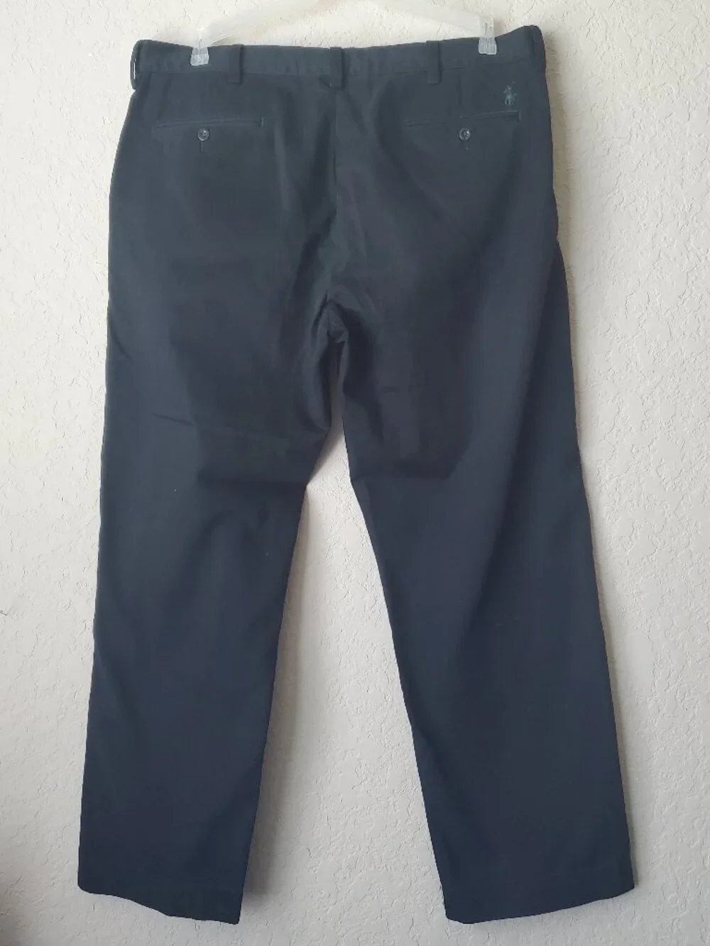 Polo Ralph Lauren Black Chino Trousers 36x30 Mens Flat Front Cotton Pants